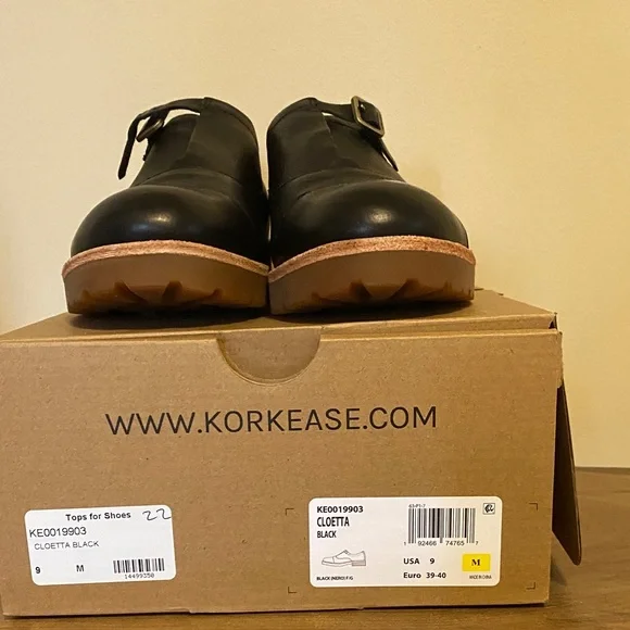 Kork-Ease Black Leather Flats with Tan Soles - Picture 9 of 9